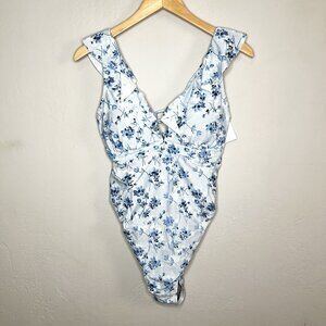Floral Blue and White Women's Swimsuit